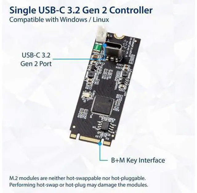 Alt view image 2 of 5 - IO CREST USB 3.1 Gen 2 10 Gbps 1 Port Type-C M.2 22x60 B+M Key Expansion Card ASMedia ASM3124 SY-ADA20232