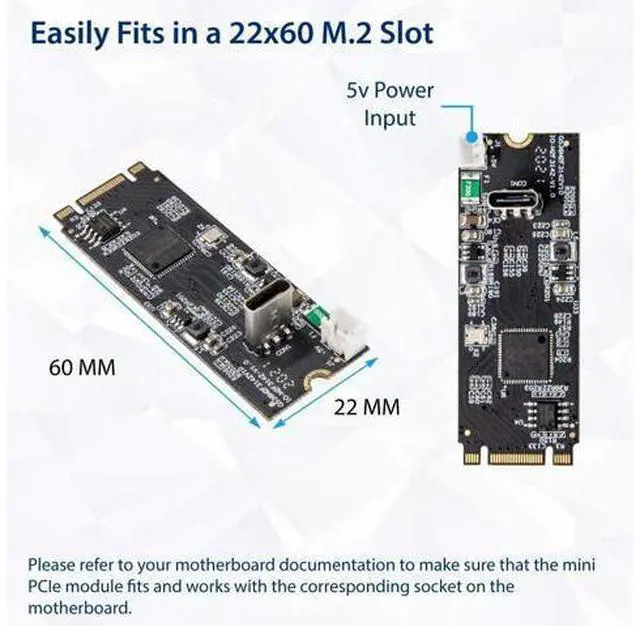 Alt view image 3 of 5 - IO CREST USB 3.1 Gen 2 10 Gbps 1 Port Type-C M.2 22x60 B+M Key Expansion Card ASMedia ASM3124 SY-ADA20232
