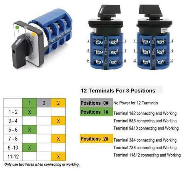 Alt view image 7 of 7 - Baomain Universal Rotary Changeover Cam Switch SZW26-63/D303.3D 660V 63A 3 Position 3 Phase with Master Switch Exterior Box LW28-63/4