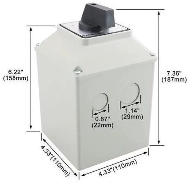 Alt view image 5 of 7 - Baomain Universal Rotary Changeover Cam Switch SZW26-63/D303.3D 660V 63A 3 Position 3 Phase with Master Switch Exterior Box LW28-63/4