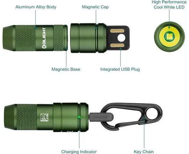 Alt view image 7 of 7 - OLIGHT IMINI 2 EDC Rechargeable Keychain Flashlight, 50 Lumens Compact and Portable Mini Light, Tiny LED Keyring Lights with Built-in Battery Ideal for Everyday Carry and Emergencies (OD Green)