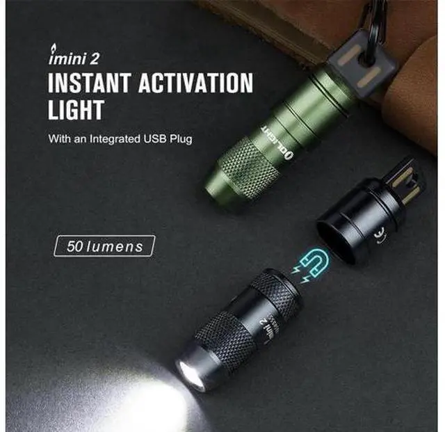 Alt view image 2 of 7 - OLIGHT IMINI 2 EDC Rechargeable Keychain Flashlight, 50 Lumens Compact and Portable Mini Light, Tiny LED Keyring Lights with Built-in Battery Ideal for Everyday Carry and Emergencies (OD Green)