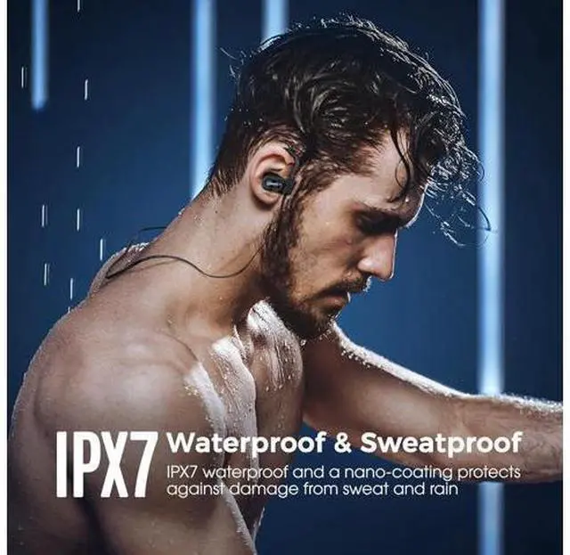 Alt view image 5 of 7 - Bluetooth Headphones, Deep Bass Wireless Running Headphones w/16 Hrs Playtime, Bluetooth Earbuds in-Ear w/Earhooks, IPX7 Waterproof Sports Earphones with Microphone for Calls