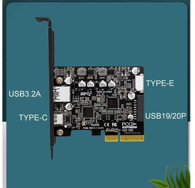 Alt view image 4 of 6 - PCIe 3.0 to USB 3.2 Type C Type E 19/20pin Expansion Card 10 Gbps giyqxHw