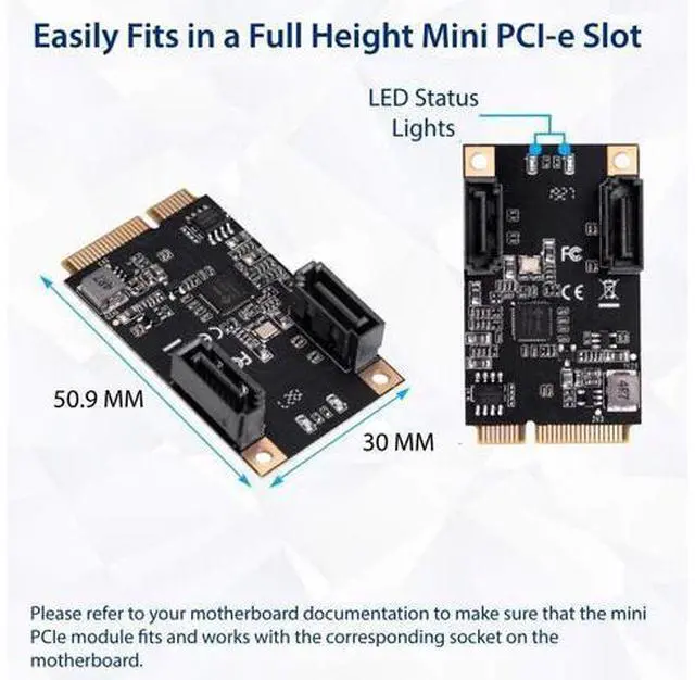 Alt view image 2 of 4 - IO CREST M.2 22x42 PCIe Interface to 2 Port SATA III Expansion Card Jmicro JMB582 Chipset, Add Two SATA 3.0 Ports to Any M.2 M-Key Slot SI-MPE40150