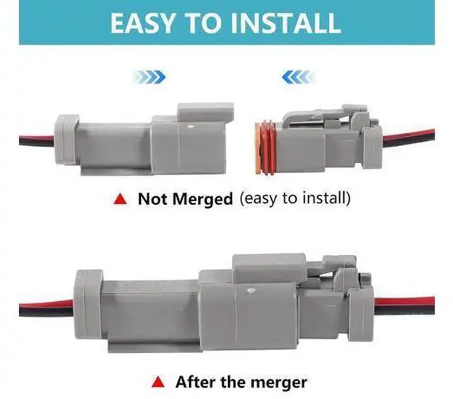Alt view image 4 of 6 - anicorn 6PCS 2 Pin Connector Waterproof, 16 AWG 2 Wire Connectors, Automotive Electrical Connectors Male and Female Way for Car Truck Boat Wire Connection(2 Wire Connector 6PCS)