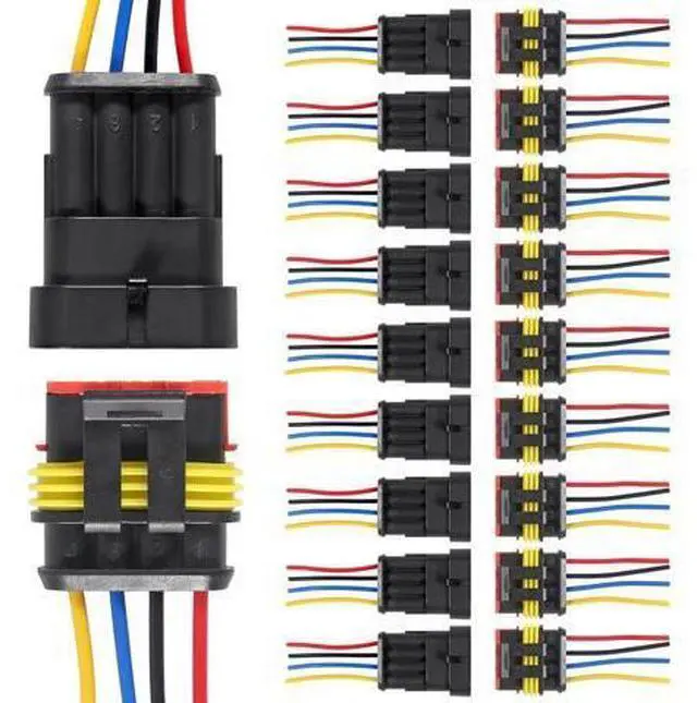 Main image of anicorn 10PACK 16 AWG Way Car Waterproof Electrical Connector,4 pin Plug Auto Electrical Wire Connectors Marine for Car, Truck, Boat, Motorcycle, Trike, Caravan, Marine
