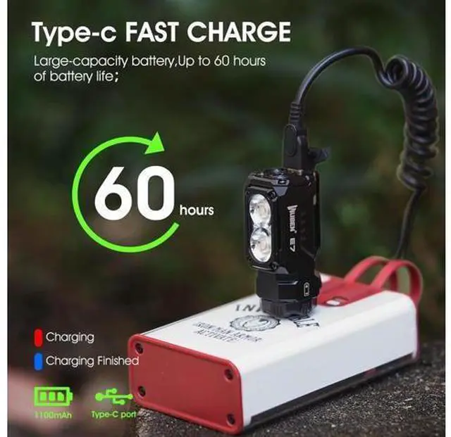 Alt view image 5 of 7 - WUBEN E7 1800 Lumen Rechargeable Mini Flashlight with Magnet - Super Bright 6 Modes EDC Flashlight, Typ-C Rechargeable LED; IP68 Pocket Flashlight for Headlamp Use, Rescue, Camping