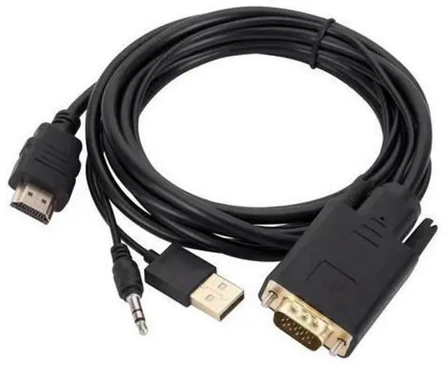 Alt view image 2 of 4 - HDMI to VGA 1.8-meter with audio and power supply computer to TV high-definition cable main unit conversion high-definition connection cable