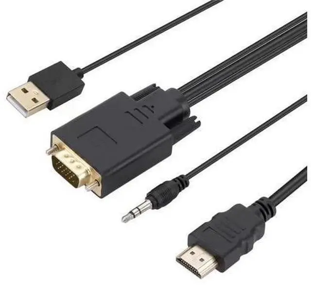 Alt view image 3 of 4 - HDMI to VGA 1.8-meter with audio and power supply computer to TV high-definition cable main unit conversion high-definition connection cable