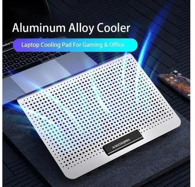 Alt view image 2 of 7 - Silver Aluminum Alloy Laptop Cooler Stand Gaming Laptop Cooling Fan Laptop Cooling Pad 11 13 17 Inch Notebook Radiator Stand for Gaming