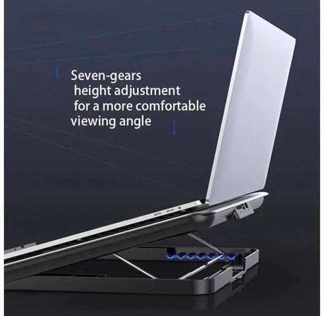 Alt view image 6 of 7 - Silver Aluminum Alloy Laptop Cooler Stand Gaming Laptop Cooling Fan Laptop Cooling Pad 11 13 17 Inch Notebook Radiator Stand for Gaming