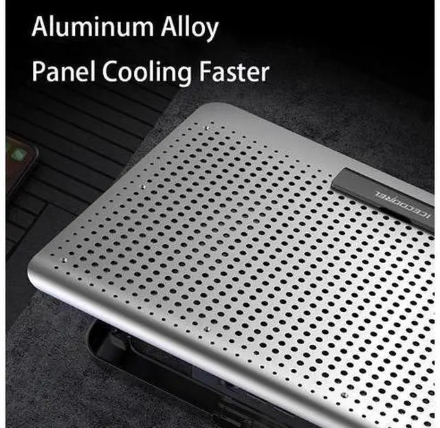 Alt view image 7 of 7 - Silver Aluminum Alloy Laptop Cooler Stand Gaming Laptop Cooling Fan Laptop Cooling Pad 11 13 17 Inch Notebook Radiator Stand for Gaming