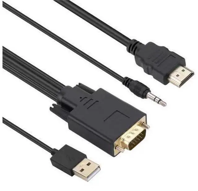 Main image of HDMI to VGA 1.8-meter with audio and power supply computer to TV high-definition cable main unit conversion high-definition connection cable