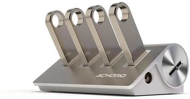 Alt view image 2 of 2 - 4 Ports Computer USB Hub & Data Transfer Powered USB 3.0 Hub - Premium Quality Extra USB Ports - Aluminium Alloy External USB Port for Computer, Mac, PCs - High-Speed Powered USB Hub (Silver)