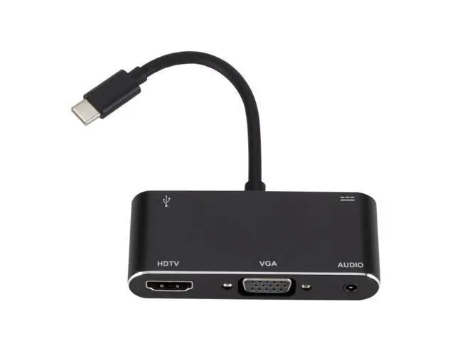 Alt view image 2 of 5 - 5 in 1 USB Type-C HUB Converter Portable Laptop Notebook PC 4K HDMI VGA 3.5mm Audio USB3.0 PD Adapter