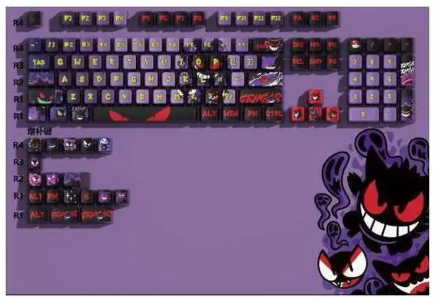 Main image of Anime character four-sided transparent pudding keycaps made of PBT and PC materials, with heat transfer printing technology Geng Ghost transparent keycaps