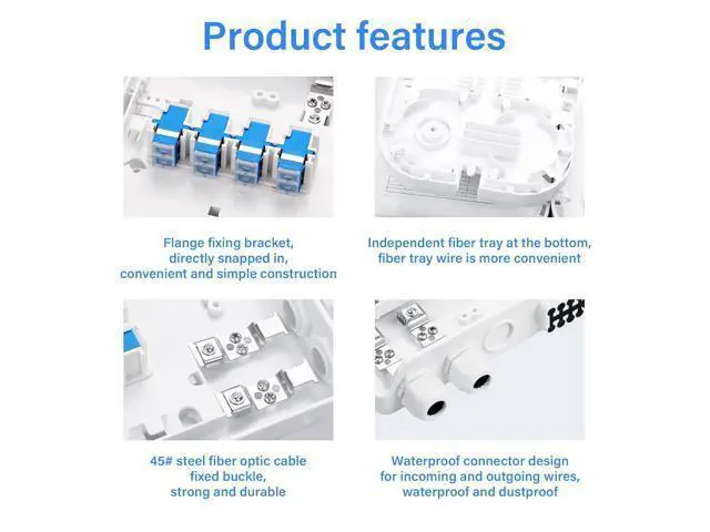 Alt view image 6 of 6 - 8 Core Fiber Distribution Box, ABS Fiber Optic Terminal Box Waterproof Suitable for Indoor or Outdoor Use