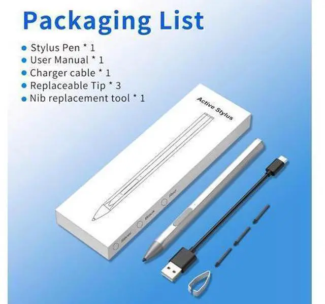 Alt view image 7 of 7 - BONAEVER Stylus Pen for HP Envy X360 Pavilion X360 Specter X360 Spectre X2 Envy X2 Rechargeable MPP 2.0 Tilt Active Pen with 4096 Pressure Sensitivity, Palm Rejection, Magnetic Attachment Function