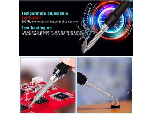 Alt view image 6 of 7 - HANMATEK Durable Soldering Station,392-896 Smart Temperature Control 6 Seconds Rapid Heating Safety Soldering Iron Station Soldering kit with Solder Bracket,Heat- Resistant Sponge SD1