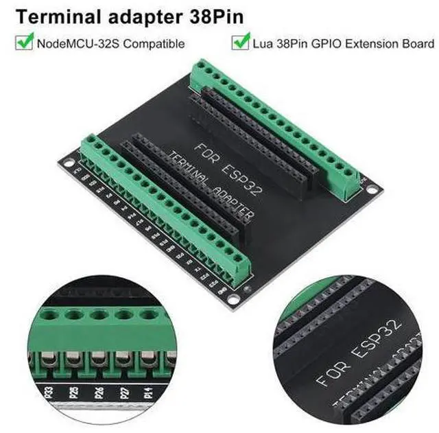 Alt view image 3 of 7 - anicorn 2Sets USB C 38 Pin ESP32 ESP-32D ESP-WROOM-32 CP2012 WiFi+Bluetooth Dual Core Type-C Interface ESP32-DevKitC-32 Development Board Module with ESP32 Breakout Board Shield Terminal Adapter