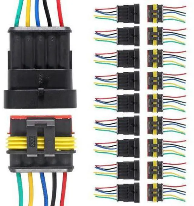 Main image of anicorn 10 PACK 5 Pin Way Electrical Wire Connector Male Female Plug Socket Quick Disconnect Waterproof Plug Play for Car, Truck, Boat, and Other Wire Connections