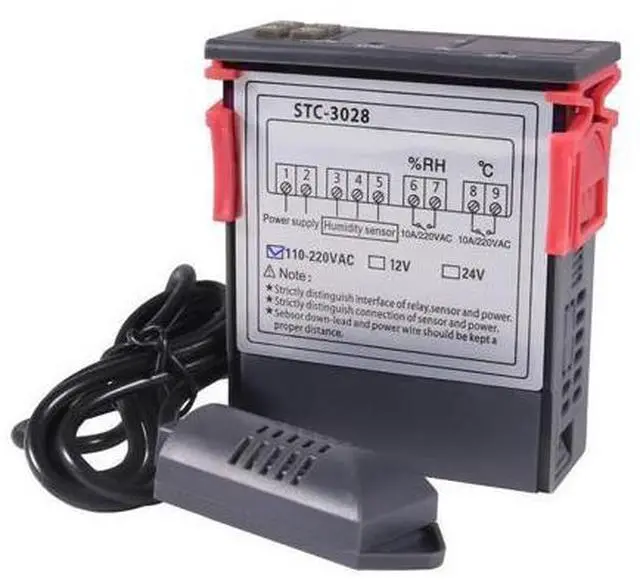 Alt view image 4 of 6 - STC-3028 AC 110-220V 10A Digital Temperature Controller Dual Display Thermostat Thermoregulator Heating Cooling Switch Digital Hygrometer with SHT20 Probe (AC 110-220V)