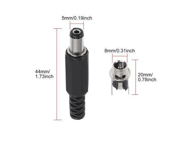 Alt view image 3 of 7 - anicorn 20 Pairs 40PCS DC Power Supply Jack Socket Female Panel Mount Connector 3-Pin 5.5 x 2.1mm with 5.5mm x 2.1mm DIY Male DC Power Plug Jack Solder Connector Adapter