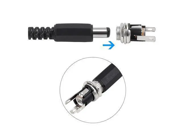 Alt view image 4 of 7 - anicorn 20 Pairs 40PCS DC Power Supply Jack Socket Female Panel Mount Connector 3-Pin 5.5 x 2.1mm with 5.5mm x 2.1mm DIY Male DC Power Plug Jack Solder Connector Adapter
