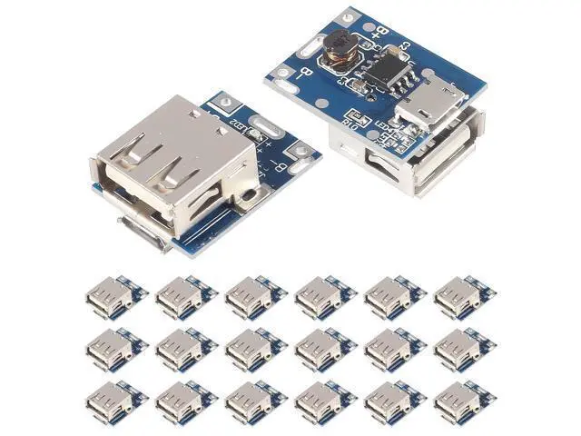 Alt view image 2 of 7 - anicorn 20PCS Boost Step Up 5V 1A Power Supply Module Lithium Battery Charge Protection Board 134N3P DIY Charger USB and Micro USB Port with LED Display