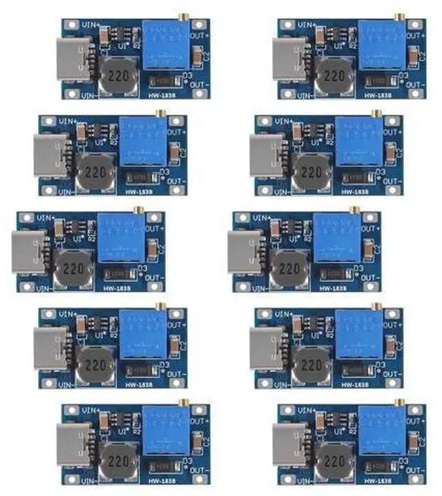 Main image of anicorn 10 Pieces Type-C MT3608 DC-DC Boost Converter 2A Adjustable Module Voltage Regulator Board Input Voltage 2 Volt-24 Volt to 5 Volt-28 Volt Output Voltage