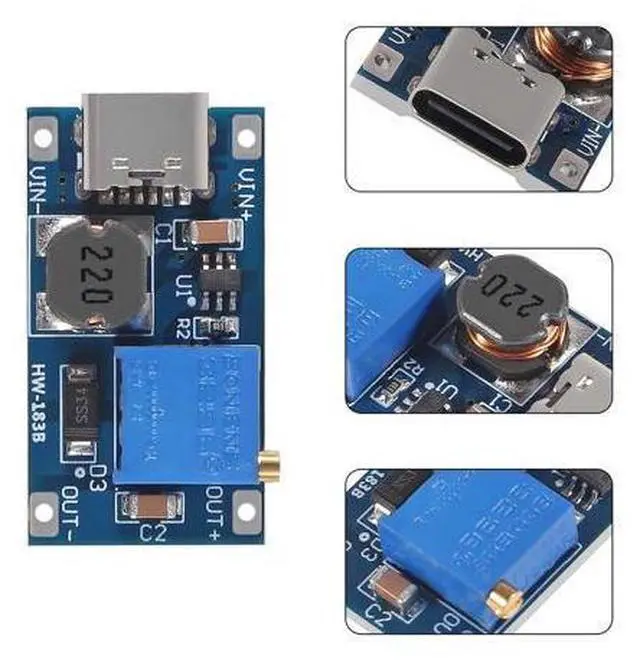 Alt view image 3 of 6 - anicorn 10 Pieces Type-C MT3608 DC-DC Boost Converter 2A Adjustable Module Voltage Regulator Board Input Voltage 2 Volt-24 Volt to 5 Volt-28 Volt Output Voltage