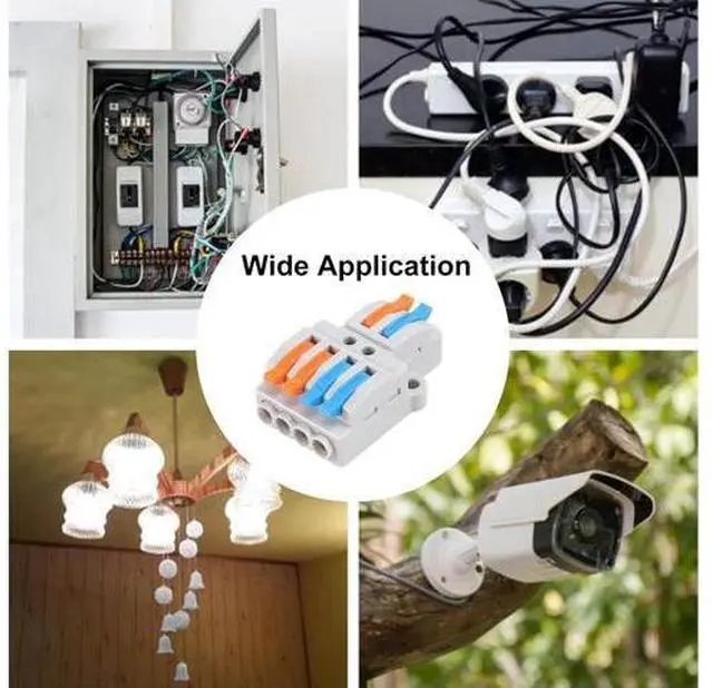 Alt view image 7 of 7 - 10 Pcs Lever Nuts Wire Connectors 2 in 4 OutQuick Wiring Cable Connector Push-in Conductor Terminal Block Quick Terminal Blocks Lever Nut Assortment Connectors (2 in 4 Out)