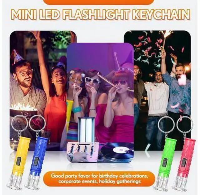 Alt view image 3 of 6 - Jexine 100 Pcs Mini Flashlight Keychain Bulk for Kids Assorted Colors Torch Keyring Flashlights LED Keychain Flashlights Small Keychain Light Hiking Camping Christmas Party Favors (Classic)