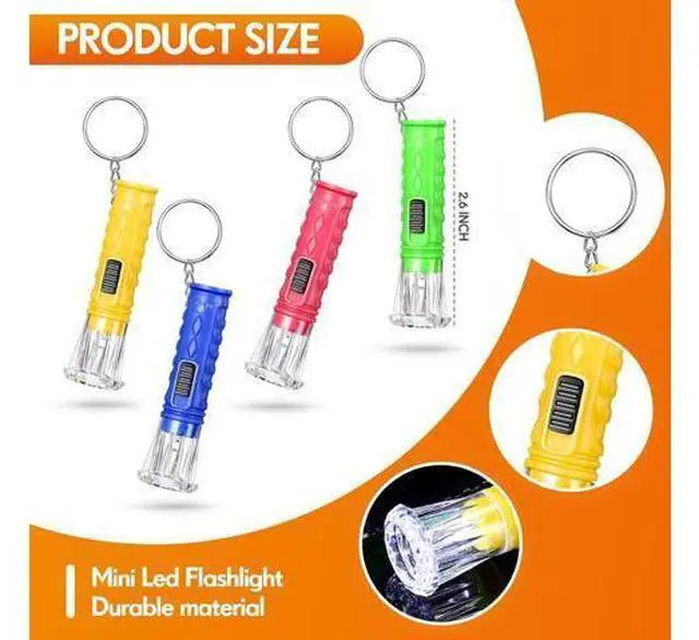 Alt view image 2 of 6 - Jexine 100 Pcs Mini Flashlight Keychain Bulk for Kids Assorted Colors Torch Keyring Flashlights LED Keychain Flashlights Small Keychain Light Hiking Camping Christmas Party Favors (Classic)