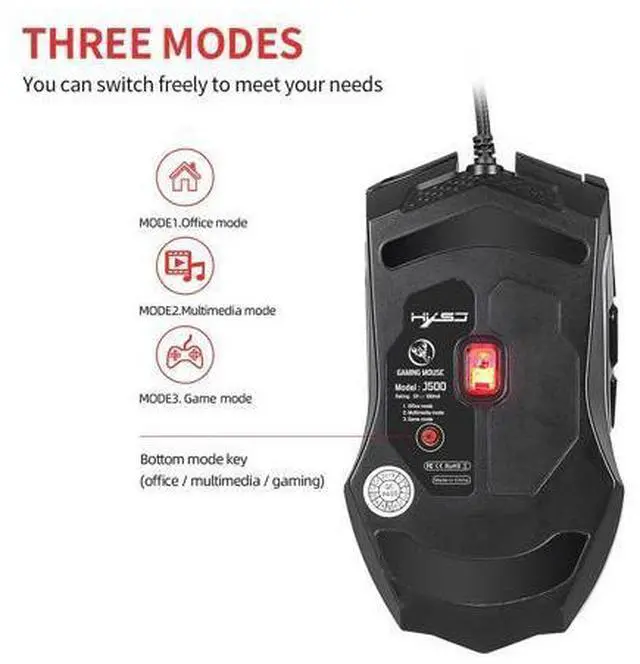 Alt view image 3 of 4 - HXSJ J500 USB Wired Gaming Mouse RGB Gaming Mouse with Display Screen Six Adjustable DPI for Desktop Laptop Mouse Gamer