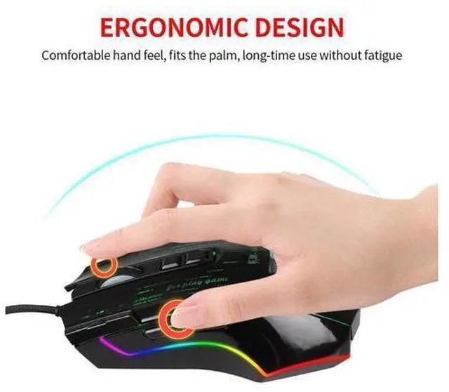 Alt view image 2 of 4 - HXSJ J500 USB Wired Gaming Mouse RGB Gaming Mouse with Display Screen Six Adjustable DPI for Desktop Laptop Mouse Gamer