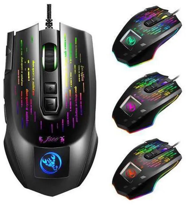 Alt view image 4 of 4 - HXSJ J500 USB Wired Gaming Mouse RGB Gaming Mouse with Display Screen Six Adjustable DPI for Desktop Laptop Mouse Gamer