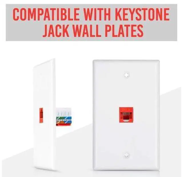 Alt view image 4 of 5 - GTZ Bundle - 2 Items: RJ45 Cat6 Keystone Jacks, 20 Pack - Red + RJ45 Cat6 Pass Through Connectors, Pack of 50