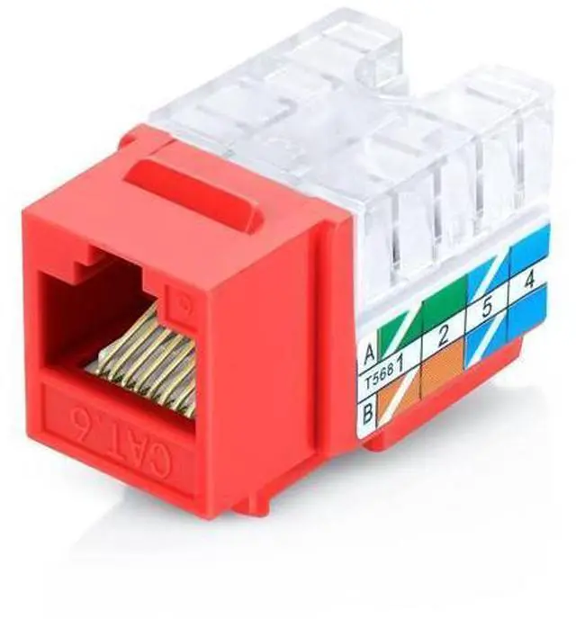 Alt view image 2 of 5 - GTZ Bundle - 2 Items: RJ45 Cat6 Keystone Jacks, 20 Pack - Red + RJ45 Cat6 Pass Through Connectors, Pack of 50