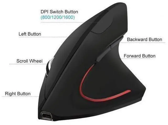 Alt view image 2 of 6 - Wireless Vertical Mouse, Wireless Ergonomic Vertical Mouse, 2.4G High Precision Optical Mice 800/1200/1600DPI for PC Laptop Desktop Mac (Ergonomic Mouse-Rechargeable)