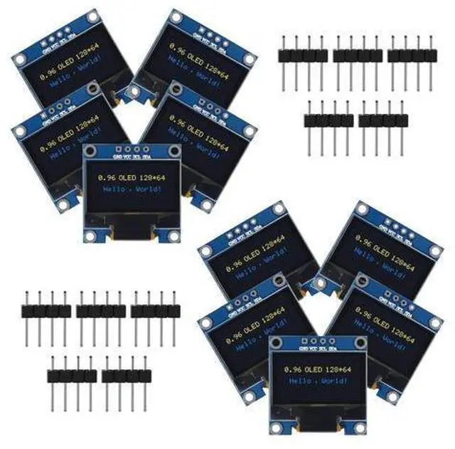 Main image of anicorn 10 PCS 0.96 inch 12864 128X64 OLED LCD Display Board Module I2C IIC SSD1306 Driver 4 Pins Compatibile with Raspberry Pi (Blue and Yellow)