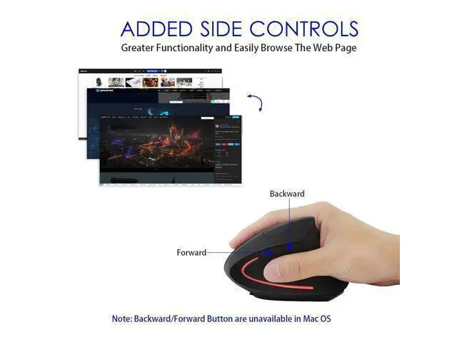 Alt view image 3 of 6 - Wireless Vertical Mouse, Wireless Ergonomic Vertical Mouse, 2.4G High Precision Optical Mice 800/1200/1600DPI for PC Laptop Desktop Mac (Ergonomic Mouse-Rechargeable)
