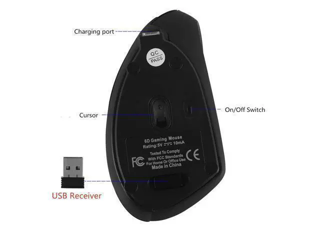 Alt view image 6 of 6 - Wireless Vertical Mouse, Wireless Ergonomic Vertical Mouse, 2.4G High Precision Optical Mice 800/1200/1600DPI for PC Laptop Desktop Mac (Ergonomic Mouse-Rechargeable)