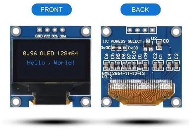 Alt view image 2 of 7 - anicorn 10 PCS 0.96 inch 12864 128X64 OLED LCD Display Board Module I2C IIC SSD1306 Driver 4 Pins Compatibile with Raspberry Pi (Blue and Yellow)