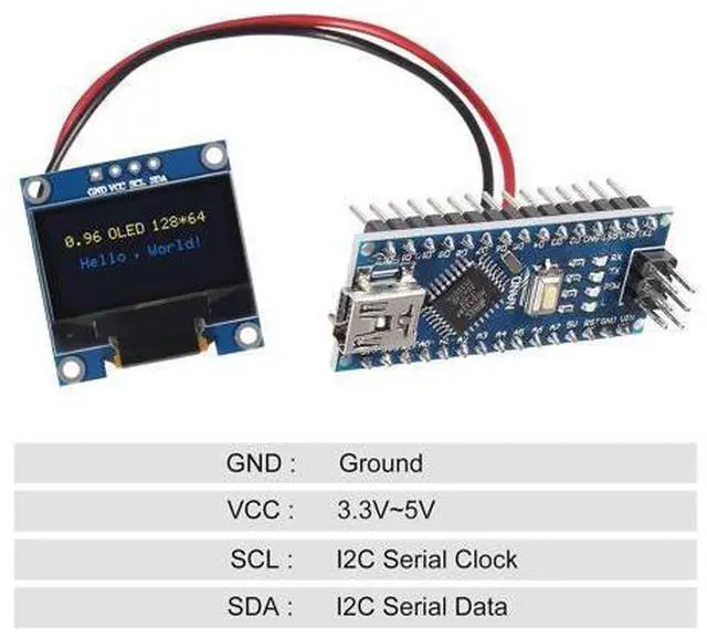 Alt view image 3 of 7 - anicorn 10 PCS 0.96 inch 12864 128X64 OLED LCD Display Board Module I2C IIC SSD1306 Driver 4 Pins Compatibile with Raspberry Pi (Blue and Yellow)