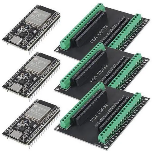 Main image of anicorn 3Sets USB C 38 Pin ESP32 ESP-32D ESP-WROOM-32 CP2012 WiFi+Bluetooth Dual Core Type-C Interface ESP32-DevKitC-32 Development Board Module with ESP32 Breakout Board Shield Terminal Adapter