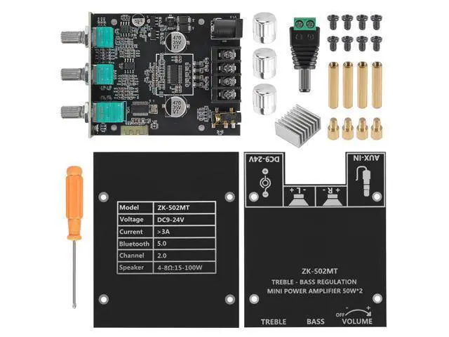 Alt view image 3 of 7 - anicorn 2PCS ZK-502MT Bluetooth Amplifier Board,Bluetooth 5.0 Subwoofer 2.0 Channel High Power Audio Digital HiFi Stereo Amplifier Board 2X50W Bass AMP