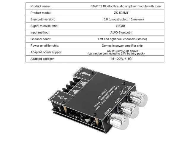 Alt view image 5 of 7 - anicorn 2PCS ZK-502MT Bluetooth Amplifier Board,Bluetooth 5.0 Subwoofer 2.0 Channel High Power Audio Digital HiFi Stereo Amplifier Board 2X50W Bass AMP