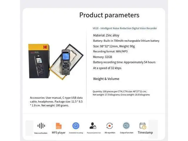 Alt view image 4 of 4 - High-definition intelligent noise reduction and control recording portable portable conference student class recording voice recorder